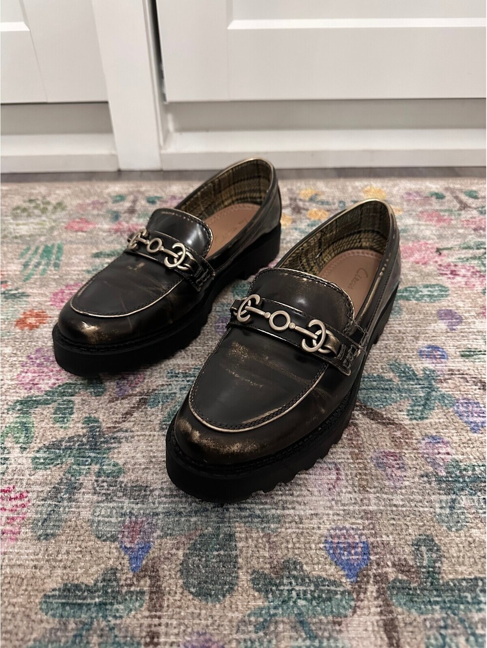 Clarks Women's Metallic Loafers with Chunky Sole